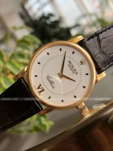 Đồng hồ Rolex Cellini Classic 18k Yellow Gold Silver Dial Brown Strap Watch M5116