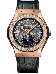 Đồng hồ Hublot Classic Fusion Aerofusion Moonphase King Gold Diamonds 517.OX.0180.LR.1104