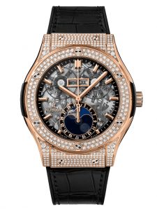 Đồng hồ Hublot Classic Fusion Aerofusion Moonphase King Gold Pavé 517.OX.0180.LR.1704