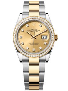 Đồng hồ Rolex Datejust M126283RBR-0004 126283RBR-0004 Oystersteel vàng vàng và kim cương mặt số champagne kim cương