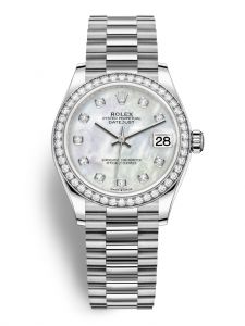 Đồng hồ Rolex Datejust M278289RBR-0005 278289RBR-0005 vàng trắng và kim cương mặt số khảm trai kim cương