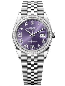 Đồng hồ Rolex Datejust M126284RBR-0013 126284RBR-0013 Oystersteel, vàng trắng và kim cương, mặt số aubergine kim cương