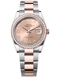 Đồng hồ Rolex Datejust M126281RBR-0016 126281RBR-0016 Oystersteel vàng Everose và kim cương mặt số hoa hồng kim cương