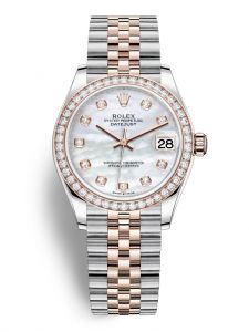 Đồng hồ Rolex Datejust M278381RBR-0026 278381RBR-0026 Oystersteel, vàng Everose và kim cương, mặt số khảm trai kim cương