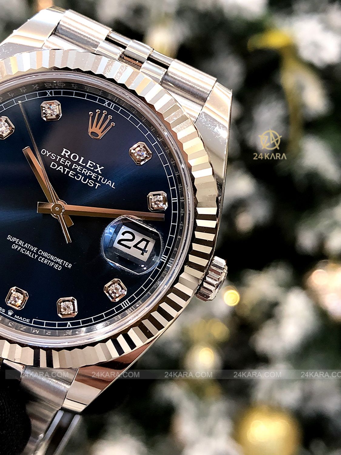 Đồng hồ Rolex Datejust 41 M126334-0016 126334-0016 Vàng Trắng 18ct Mặt xanh sáng Cọc số Kim cương