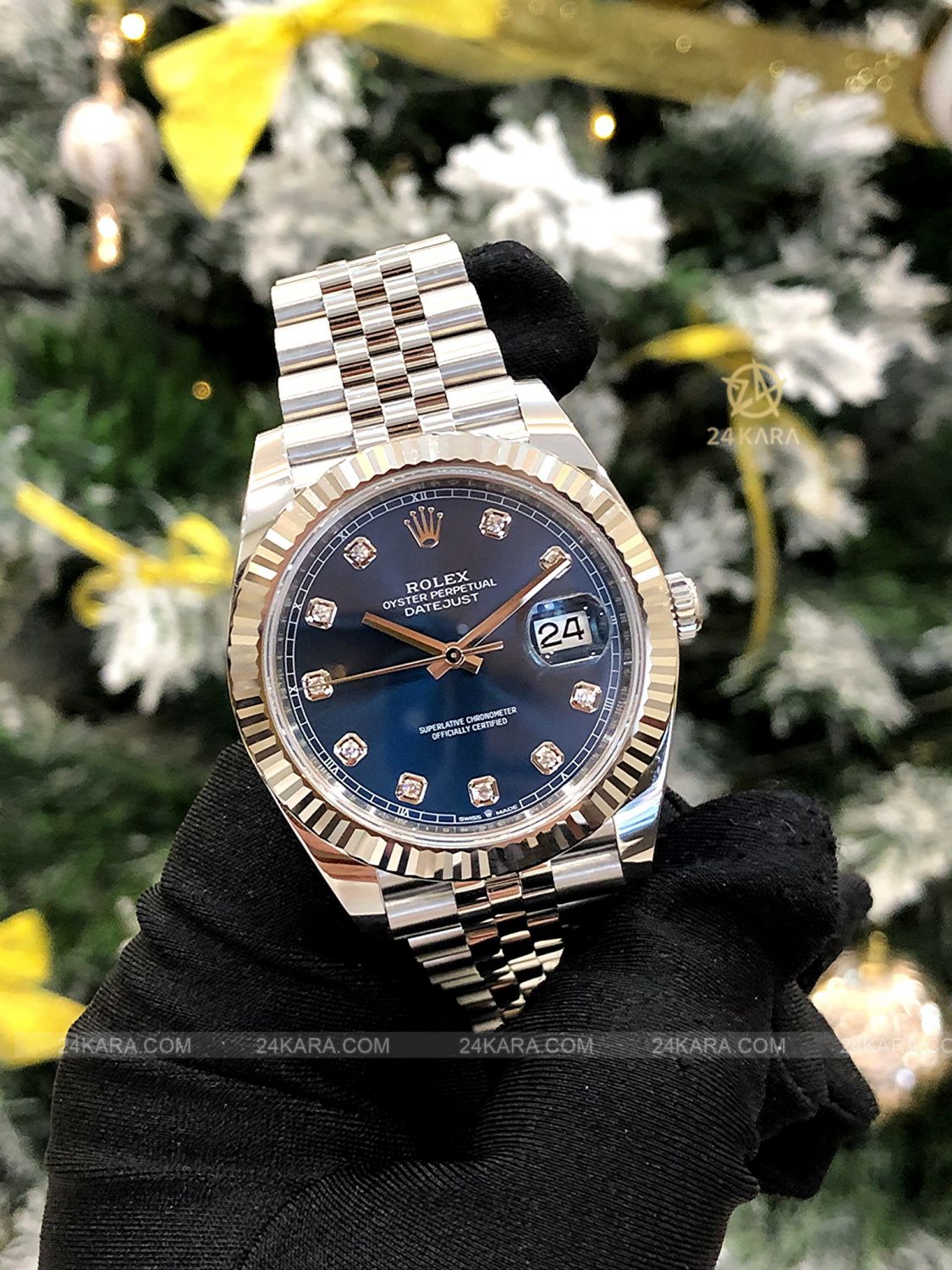 Đồng hồ Rolex Datejust 41 M126334-0016 126334-0016 Vàng Trắng 18ct Mặt xanh sáng Cọc số Kim cương