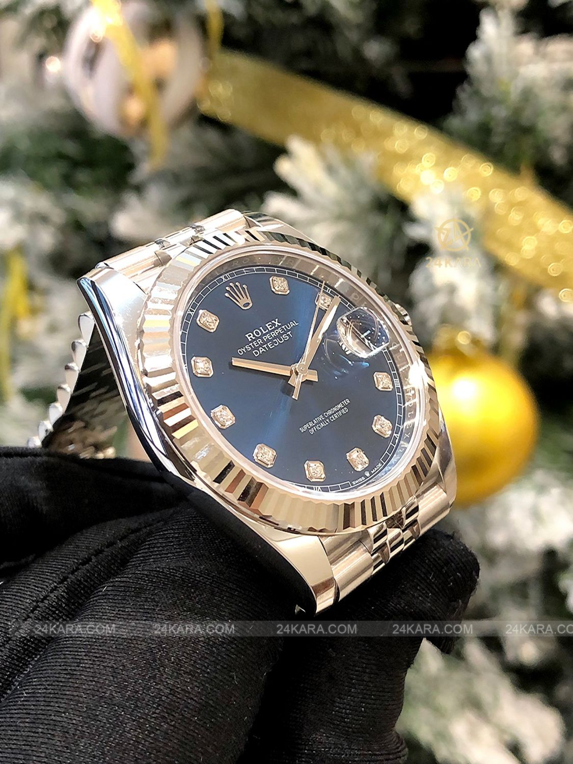 Đồng hồ Rolex Datejust 41 M126334-0016 126334-0016 Vàng Trắng 18ct Mặt xanh sáng Cọc số Kim cương