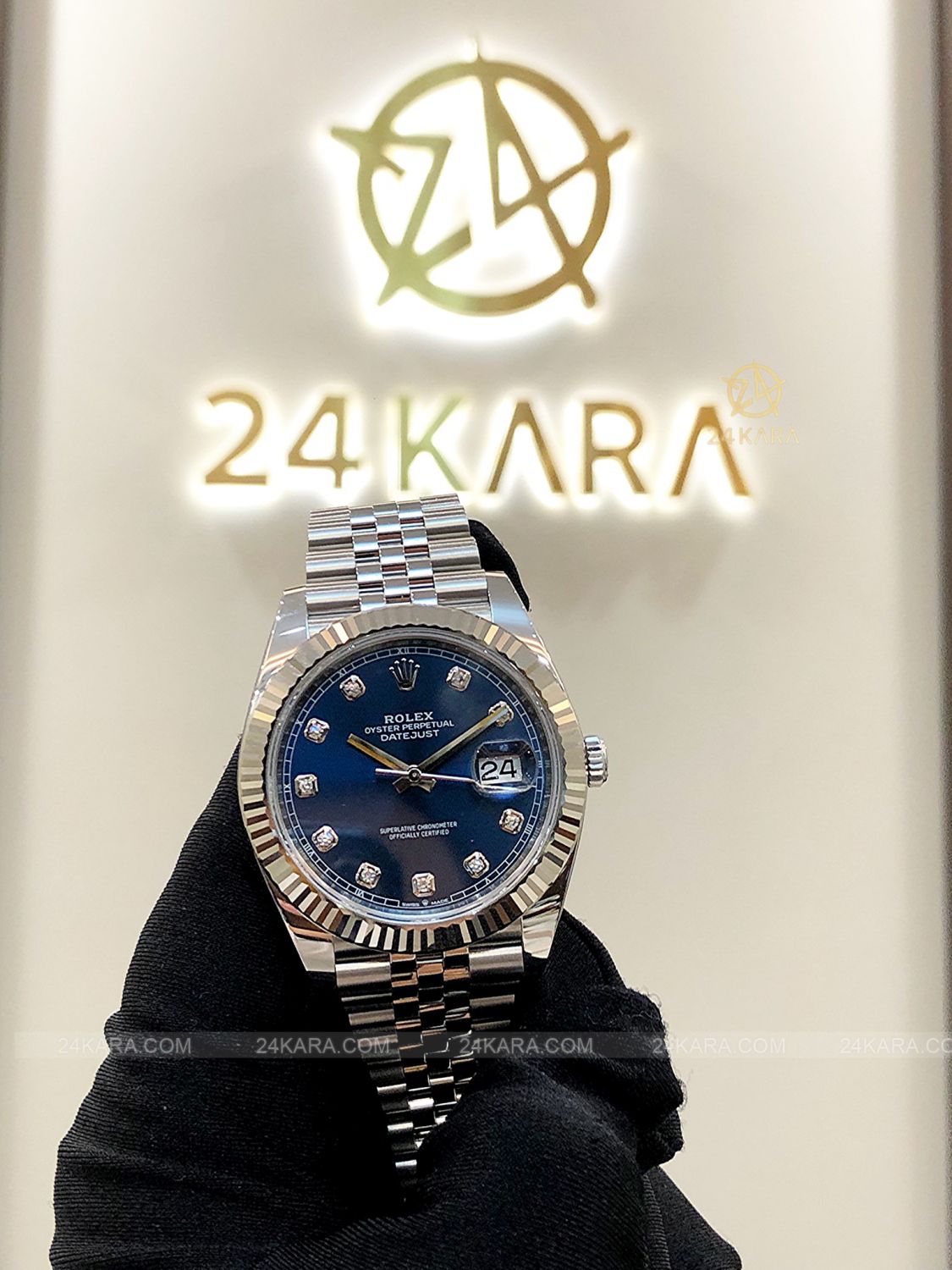 Đồng hồ Rolex Datejust 41 M126334-0016 126334-0016 Vàng Trắng 18ct Mặt xanh sáng Cọc số Kim cương