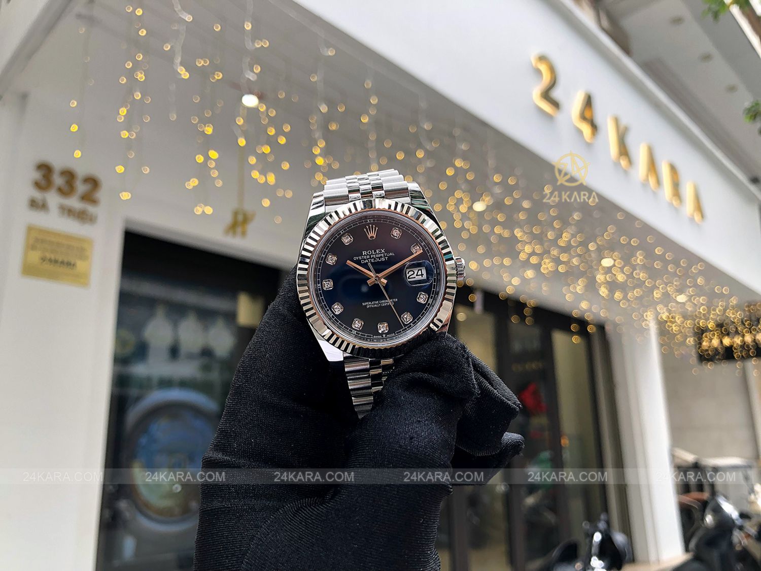 Đồng hồ Rolex Datejust 41 M126334-0016 126334-0016 Vàng Trắng 18ct Mặt xanh sáng Cọc số Kim cương