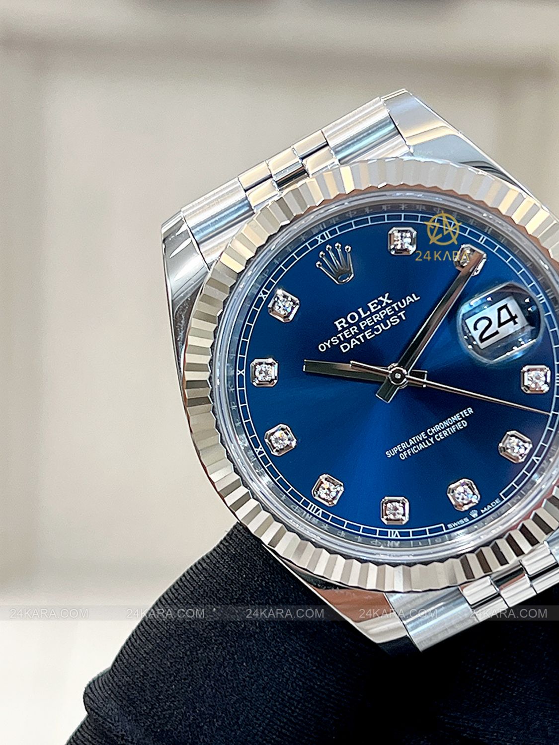 Đồng hồ Rolex Datejust 41 M126334-0016 126334-0016 Vàng Trắng 18ct Mặt xanh sáng Cọc số Kim cương