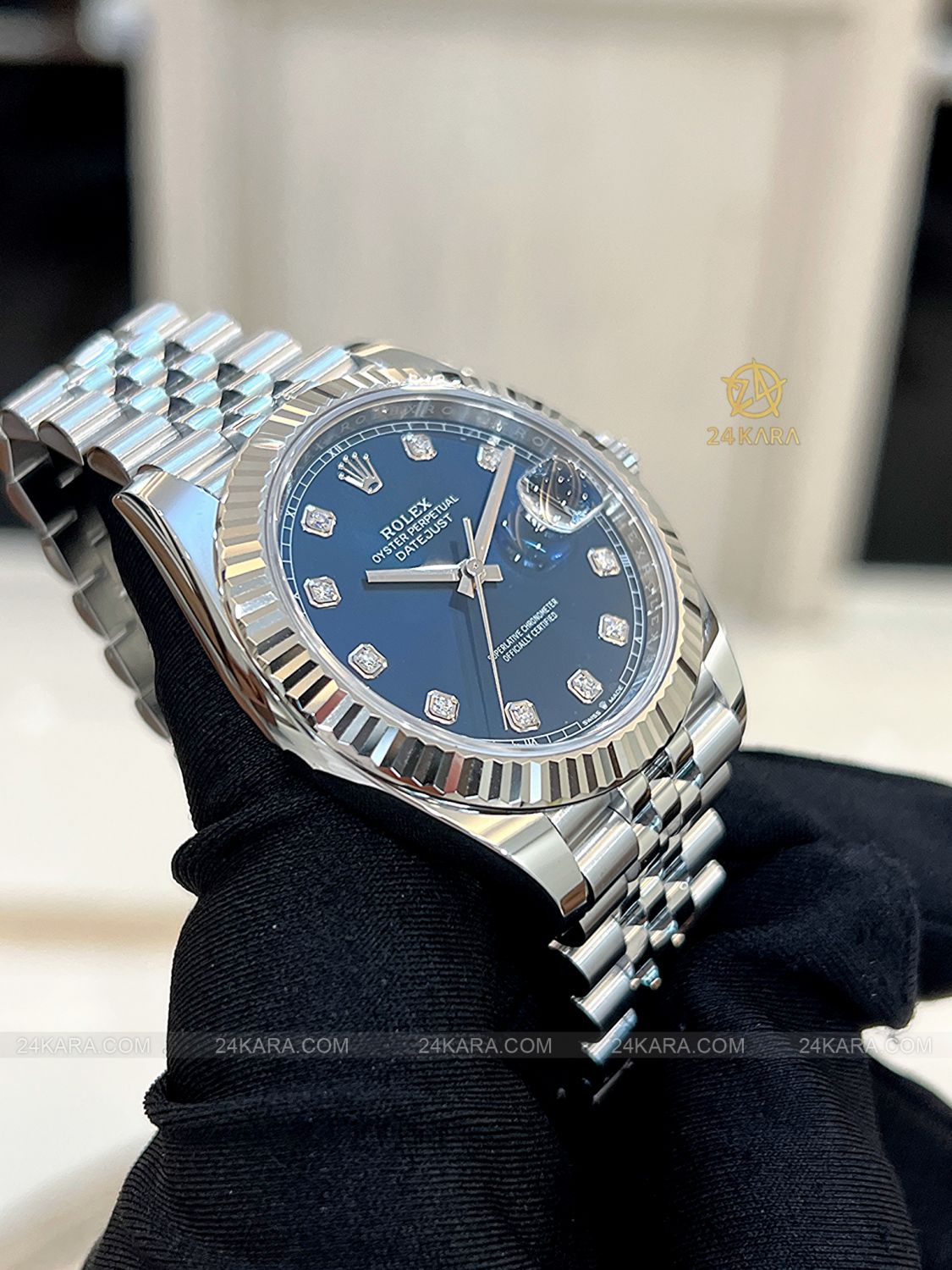 Đồng hồ Rolex Datejust 41 M126334-0016 126334-0016 Vàng Trắng 18ct Mặt xanh sáng Cọc số Kim cương