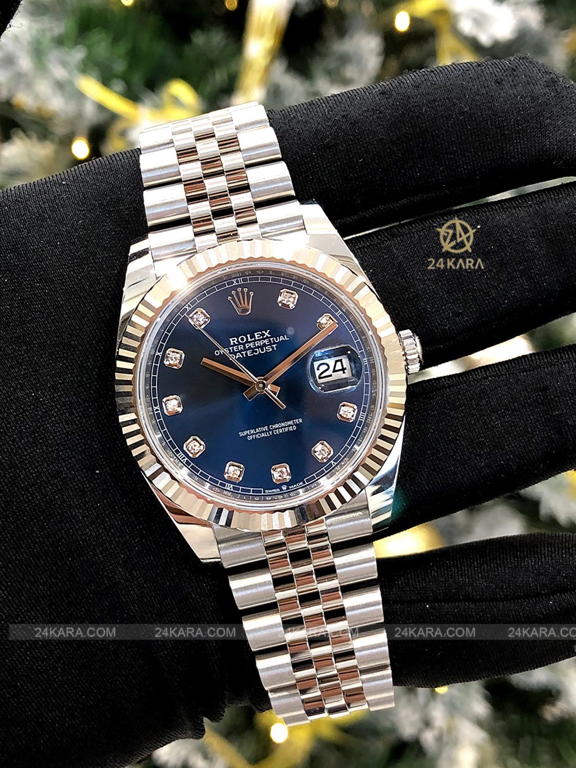 Đồng hồ Rolex Datejust 41 M126334-0016 126334-0016 Vàng Trắng 18ct Mặt xanh sáng Cọc số Kim cương