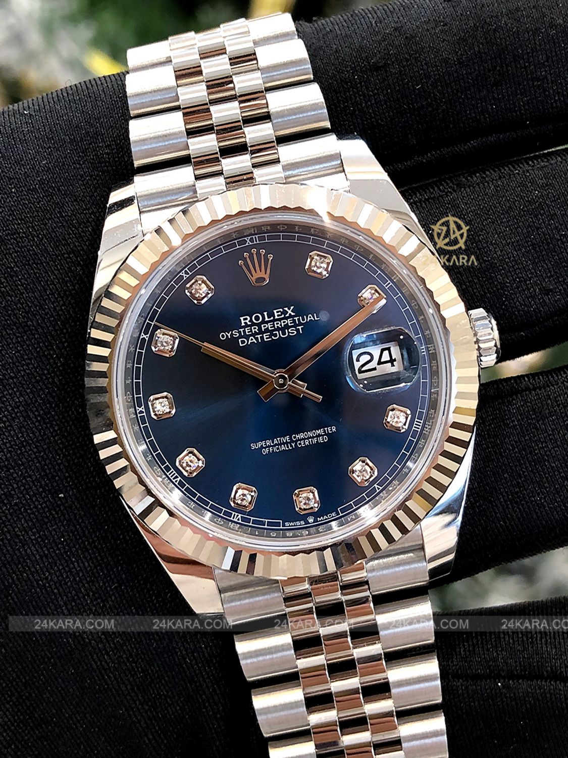 Đồng hồ Rolex Datejust 41 M126334-0016 126334-0016 Vàng Trắng 18ct Mặt xanh sáng Cọc số Kim cương