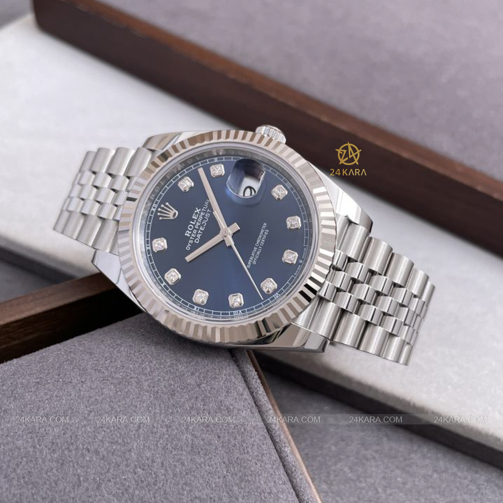 Đồng hồ Rolex Datejust 41 M126334-0016 126334-0016 Vàng Trắng 18ct Mặt xanh sáng Cọc số Kim cương