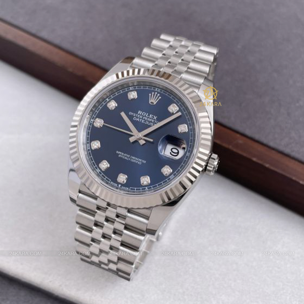 Đồng hồ Rolex Datejust 41 M126334-0016 126334-0016 Vàng Trắng 18ct Mặt xanh sáng Cọc số Kim cương