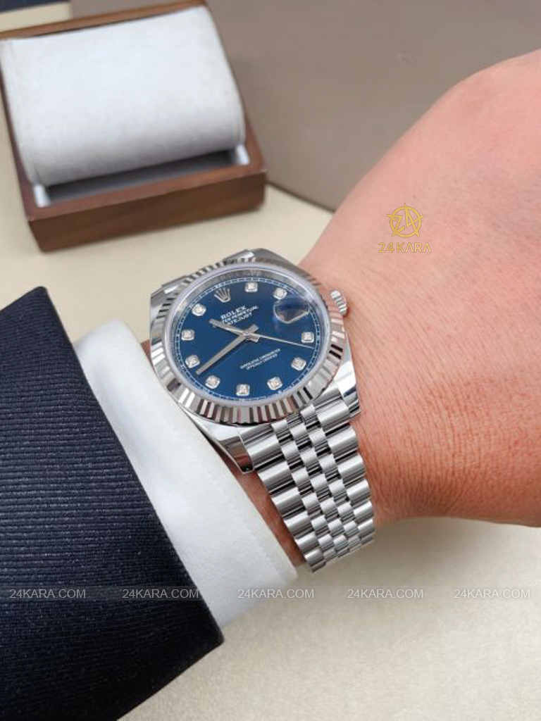 Đồng hồ Rolex Datejust 41 M126334-0016 126334-0016 Vàng Trắng 18ct Mặt xanh sáng Cọc số Kim cương