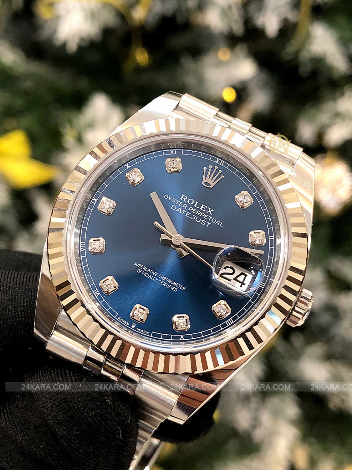 Đồng hồ Rolex Datejust 41 M126334-0016 126334-0016 Vàng Trắng 18ct Mặt xanh sáng Cọc số Kim cương