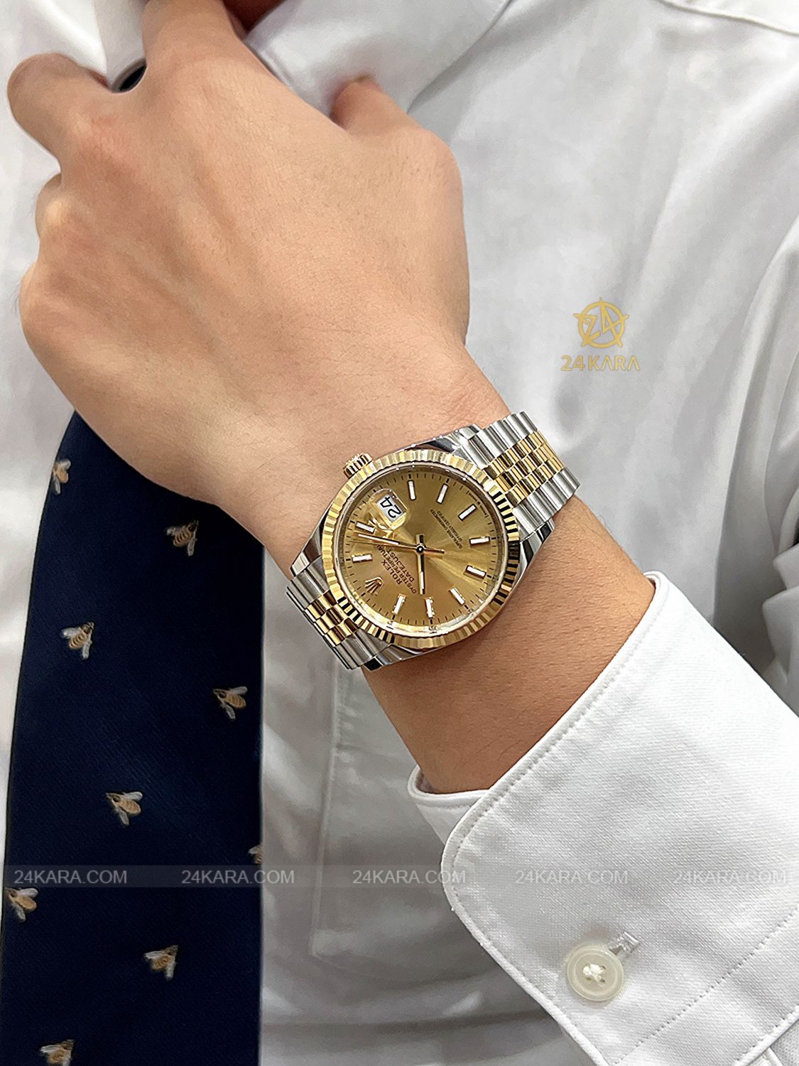 Đồng hồ Rolex Datejust 36 M126233-0015 126233-0015 Demi Vàng Kim Mặt Champagne Cọc Dạ Quang - Unworn