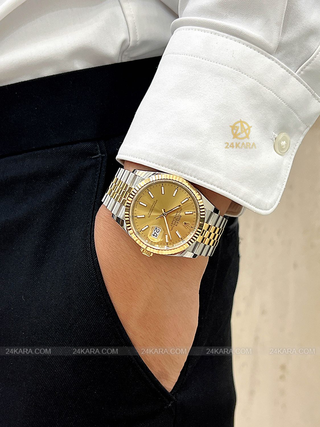 Đồng hồ Rolex Datejust 36 M126233-0015 126233-0015 Demi Vàng Kim Mặt Champagne Cọc Dạ Quang - Unworn