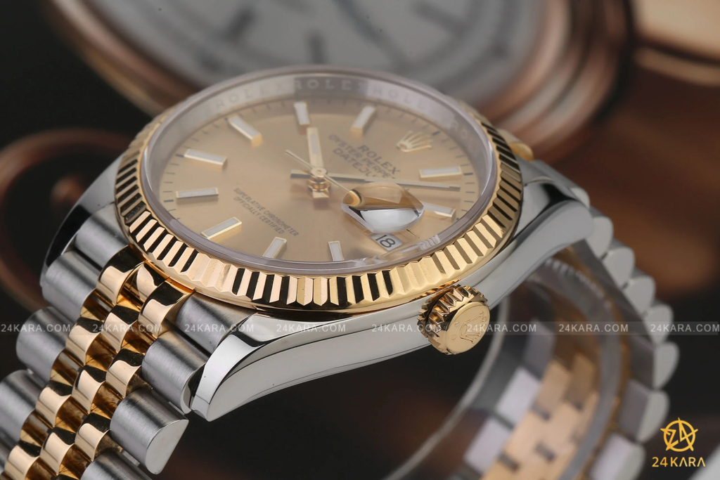 Đồng hồ Rolex Datejust 36 M126233-0015 126233-0015 Demi Vàng Kim Mặt Champagne Cọc Dạ Quang - Unworn