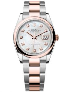 Đồng hồ Rolex Datejust M126201-0022 126201-0022 Oystersteel và vàng Everose mặt số khảm trai kim cương