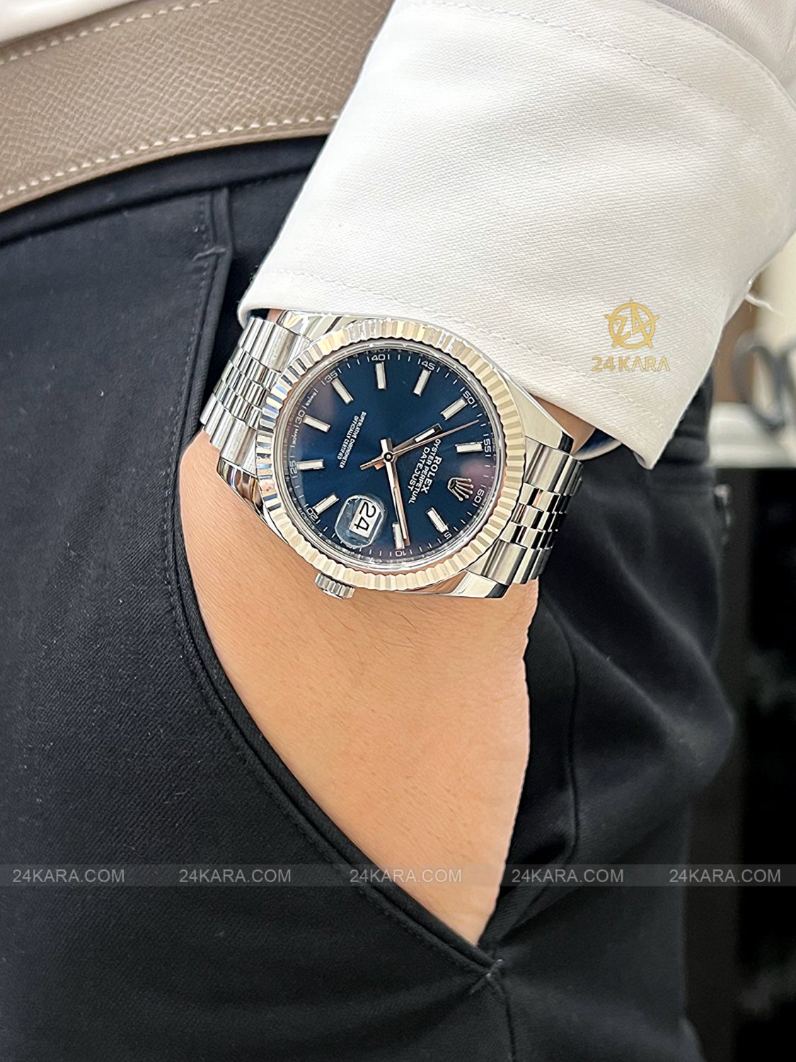 Đồng hồ Rolex Datejust M126334-0002 Oystersteel và vàng trắng, mặt số xanh sáng