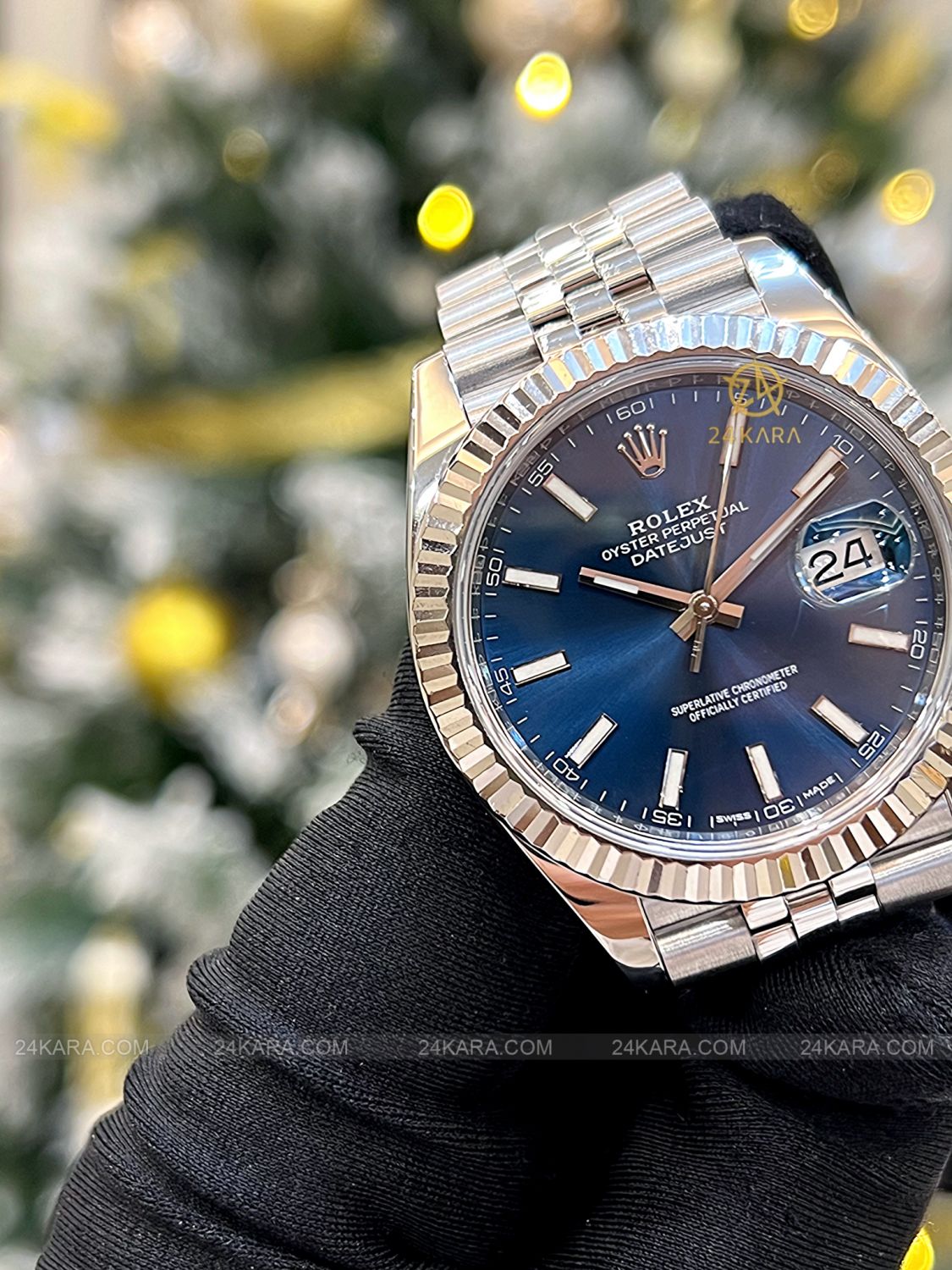 Đồng hồ Rolex Datejust M126334-0002 Oystersteel và vàng trắng, mặt số xanh sáng
