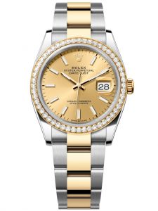 Đồng hồ Rolex Datejust M126283RBR-0002 126283RBR-0002 Oystersteel vàng vàng và kim cương mặt số champagne