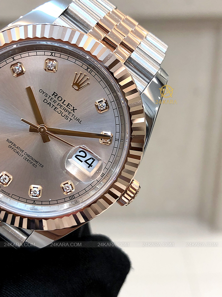 Đồng hồ Rolex Datejust 41 M126331-0008 126331-0008 Demi Vàng Hồng Everose Mặt Sundust Nạm Kim cương - Lướt