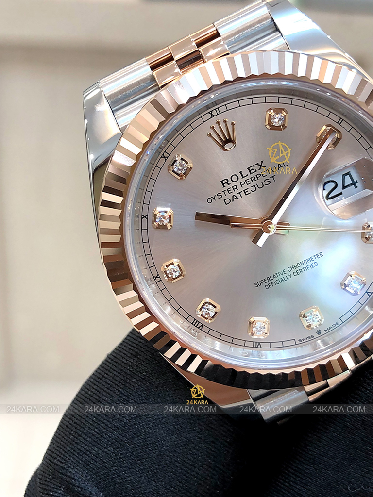 Đồng hồ Rolex Datejust 41 M126331-0008 126331-0008 Demi Vàng Hồng Everose Mặt Sundust Nạm Kim cương - Lướt