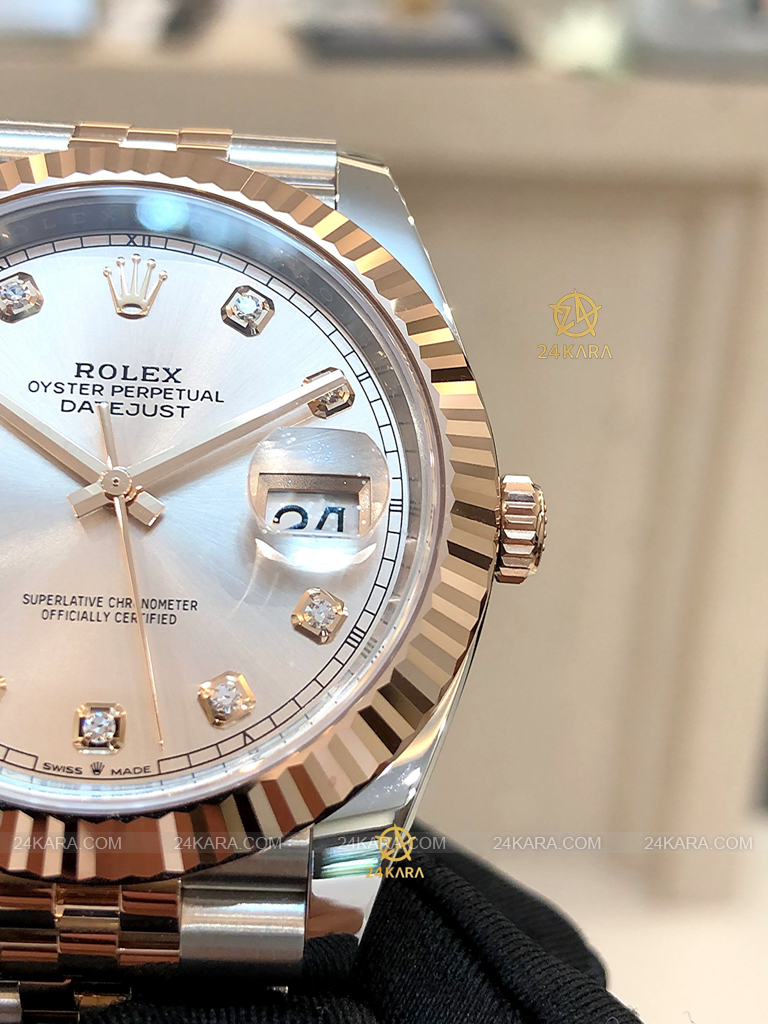 Đồng hồ Rolex Datejust 41 M126331-0008 126331-0008 Demi Vàng Hồng Everose Mặt Sundust Nạm Kim cương - Lướt
