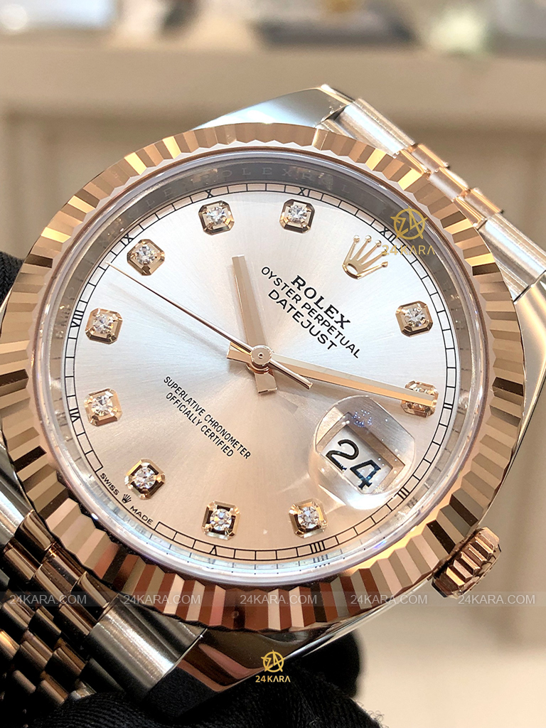 Đồng hồ Rolex Datejust 41 M126331-0008 126331-0008 Demi Vàng Hồng Everose Mặt Sundust Nạm Kim cương - Lướt