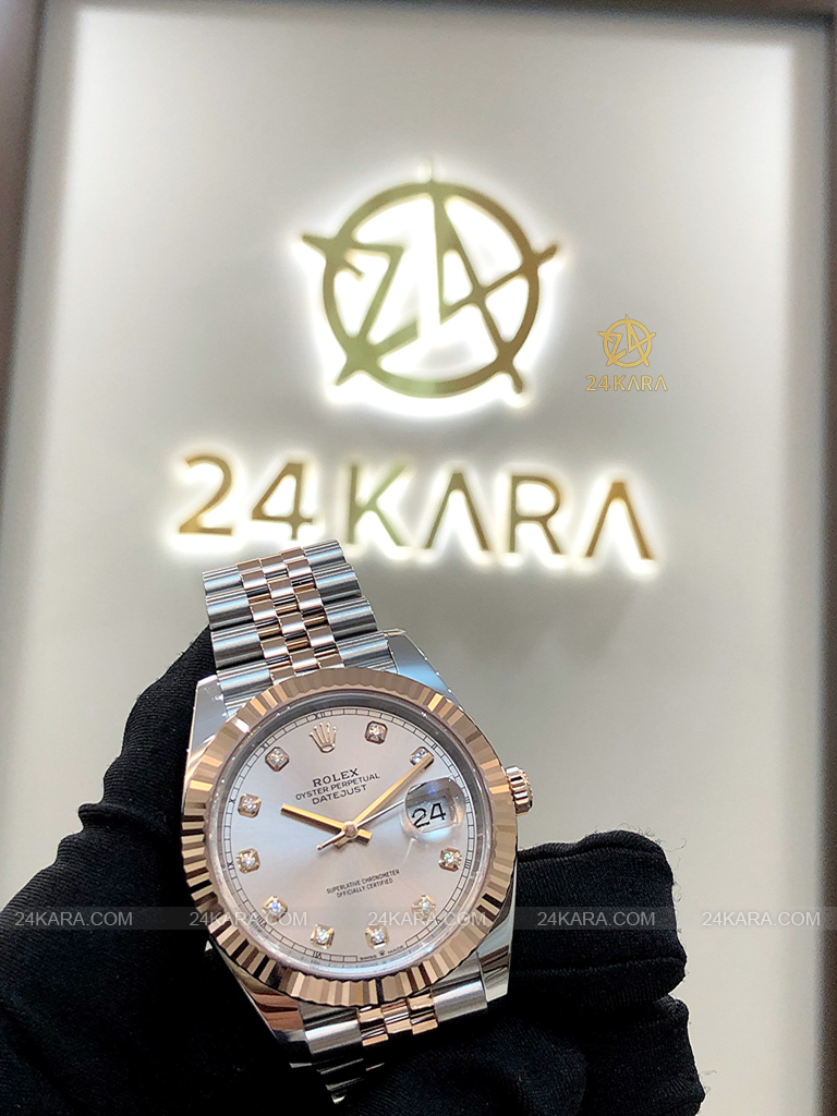 Đồng hồ Rolex Datejust 41 M126331-0008 126331-0008 Demi Vàng Hồng Everose Mặt Sundust Nạm Kim cương - Lướt