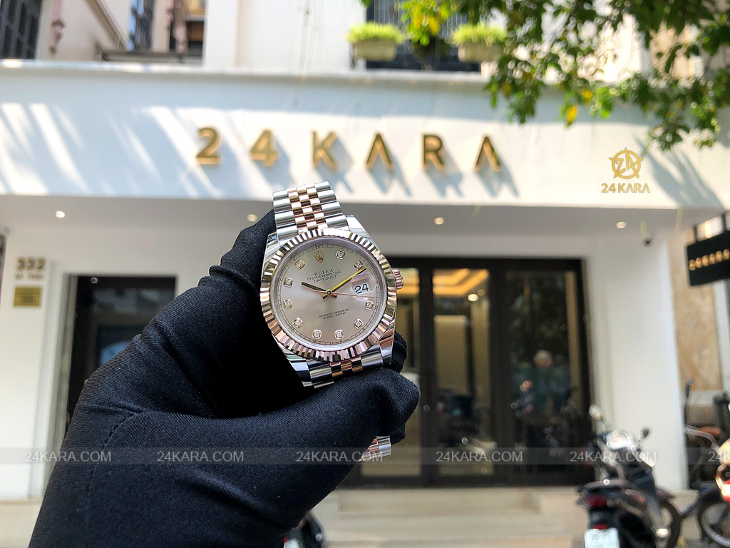 Đồng hồ Rolex Datejust 41 M126331-0008 126331-0008 Demi Vàng Hồng Everose Mặt Sundust Nạm Kim cương - Lướt