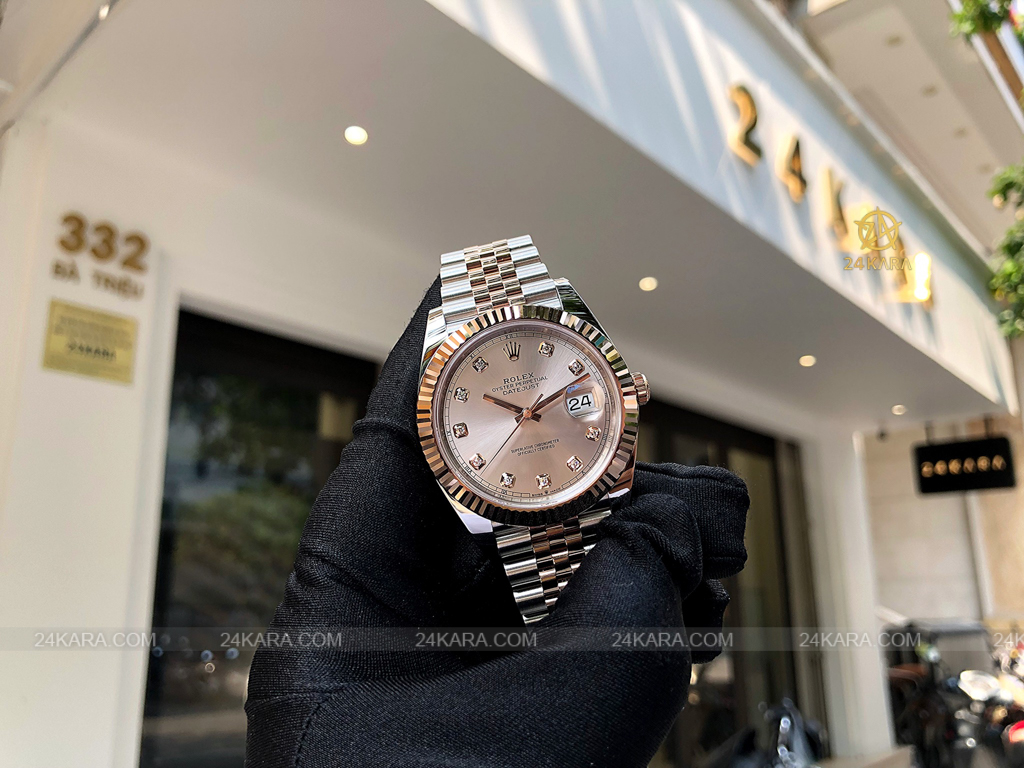 Đồng hồ Rolex Datejust 41 M126331-0008 126331-0008 Demi Vàng Hồng Everose Mặt Sundust Nạm Kim cương - Lướt