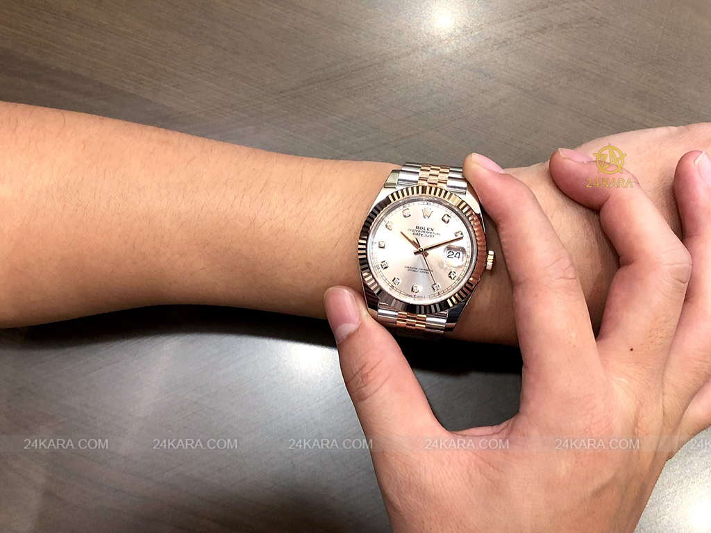 Đồng hồ Rolex Datejust 41 M126331-0008 126331-0008 Demi Vàng Hồng Everose Mặt Sundust Nạm Kim cương - Lướt