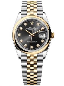 Đồng hồ Rolex Datejust M126203-0021 126203-0021 Oystersteel và vàng vàng mặt số đen sáng kim cương