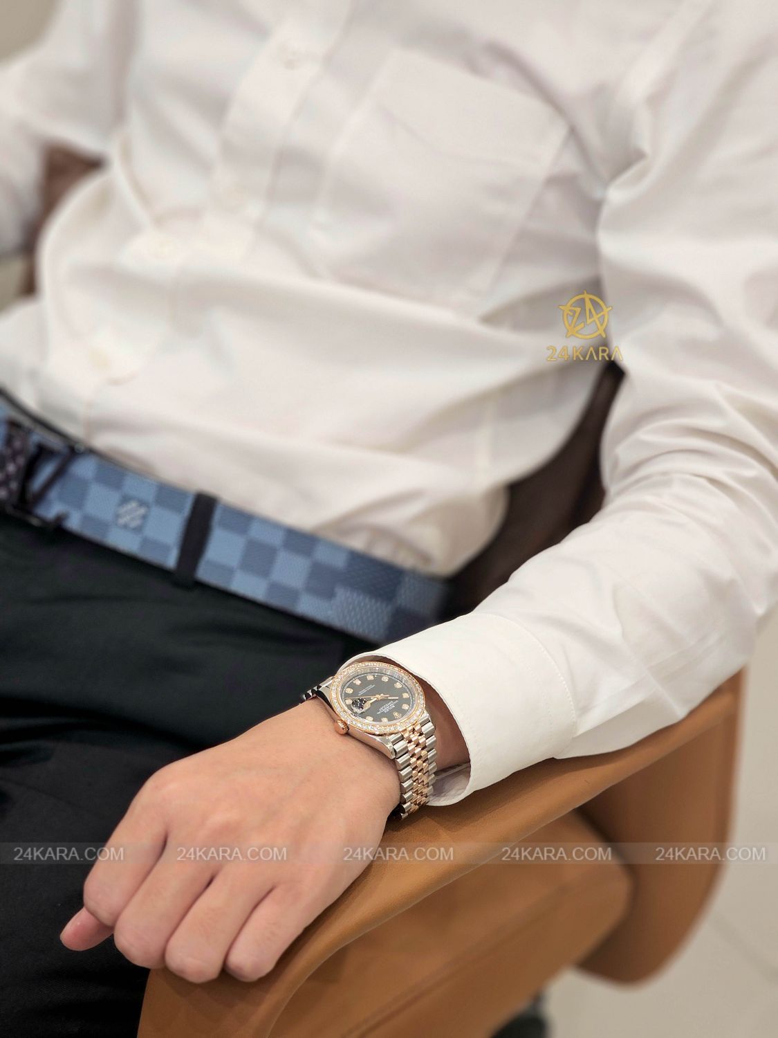 Đồng hồ Rolex Datejust 36 M126231-0019 126231-0019 Vàng Hồng Everose 18ct Mặt đen sáng Nạm kim cương - Lướt