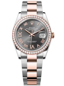 Đồng hồ Rolex Datejust M126281RBR-0012 126281RBR-0012 Oystersteel vàng Everose và kim cương mặt số ghi xám kim cương