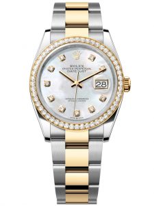 Đồng hồ Rolex Datejust M126283RBR-0010 126283RBR-0010 Oystersteel vàng vàng và kim cương mặt số khảm trai kim cương