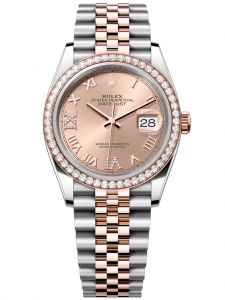 Đồng hồ Rolex Datejust M126281RBR-0015 126281RBR-0015 Oystersteel vàng Everose và kim cương mặt số hoa hồng kim cương