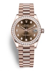 Đồng hồ Rolex Datejust M278285RBR-0006 278285RBR-0006 vàng Everose và kim cương, mặt số chocolate kim cương