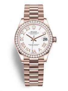 Đồng hồ Rolex Datejust M278285RBR-0008 278285RBR-0008 vàng Everose và kim cương mặt số trắng