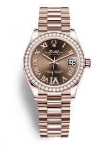 Đồng hồ Rolex Datejust M278285RBR-0016 278285RBR-0016 vàng Everose và kim cương, mặt số chocolate kim cương