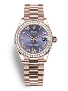 Đồng hồ Rolex Datejust M278285RBR-0023 278285RBR-0023 vàng Everose và kim cương mặt số aubergine kim cương