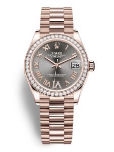 Đồng hồ Rolex Datejust M278285RBR-0027 278285RBR-0027 vàng Everose và kim cương, mặt số ghi xám kim cương