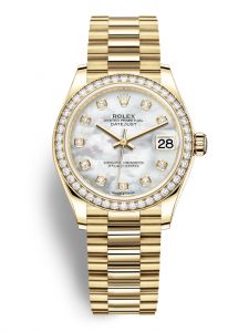 Đồng hồ Rolex Datejust M278288RBR-0006 278288RBR-0006 vàng và kim cương mặt số khảm trai kim cương