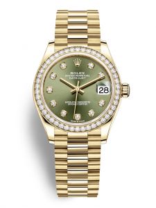 Đồng hồ Rolex Datejust M278288RBR-0007 278288RBR-0007 vàng và kim cương mặt số xanh olive kim cương