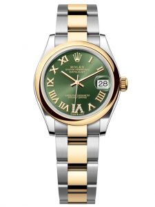 Đồng hồ Rolex Datejust M278243-0015 278243-0015 Oystersteel và vàng vàng mặt số xanh olive kim cương