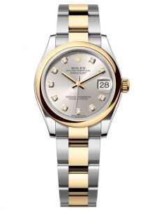 Đồng hồ Rolex Datejust M278243-0019 278243-0019 Oystersteel và vàng vàng mặt số bạc kim cương